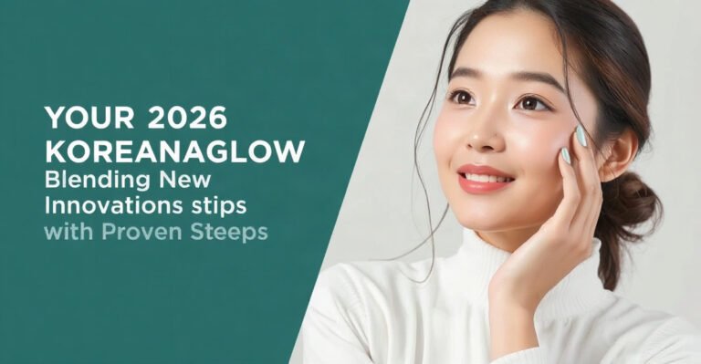 An editorial image illustrating koreanaglow routine blending new innovations with proven steps.