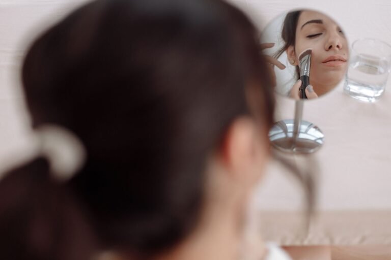A bright lifestyle photo depicting korean glass skin daily routine template achieve flawless skin 30 days.