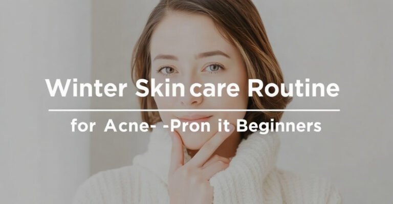 An editorial image illustrating winter skin care routine acne prone beginners.